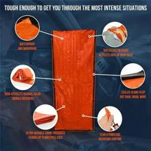 Saco de Dormir de Emergencia Ultra Impermeable Mantas de Mylar Ligero Saco de Dormir de Supervivencia Mantiene Caliente para Camping y Senderismo - Naranja - Ver 4