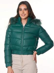 Polo Retro Of Yatch London Chamarra Top bomber con gorro cropped PARA Mujer - Verde - Ver 2