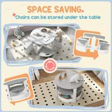 AIYAPLAY Kids Table And Chairs Set, 5-Piece Childrens Table And Chair Set With Storage, Children Activity Table For Toddler 3-8 Years Old, Grey - Grey - View 4