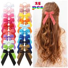 25pcs Rubber Band Bow Streamer Hair Accessories With Ponytail Holder, Hairband, Elastic Band, Braid Bow For Cheerleading Hairstyles(Random)