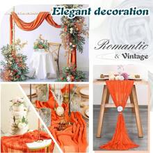 1pc Bohemian Chiffon Table Runner, Countryside Style Cheese Cloth Table Linen, Romantic Long Transparent Table Runner For Wedding, Engagement, Birthday, Baby Shower, Home Decor - Orange - View 7