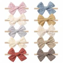 5 piezas Diademas para niñas recién nacidas, infantes, niñas pequeñas y niños, accesorios para el cabello hechos a mano con lazos y banda de nailon y lino
