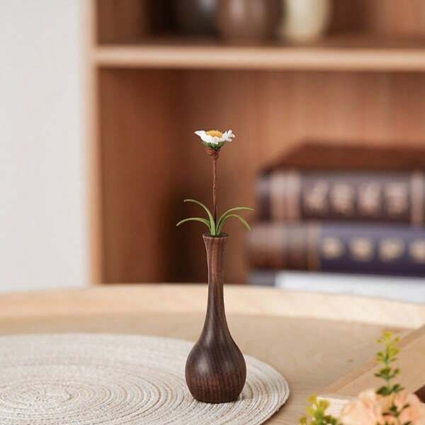 2 Stücke kreative Holz Blumenvasen, Tischdekoration, TV-Seiten Blumendekoration, Empfangstheke Kaffeehaus Blumenvase, Halterung für getrocknete Pflanzen, Holzhandwerkskunst