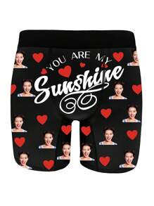1pc Custom Boxers For Men, Personalized Men's Underwear, Custom Boxer Briefs, Personalized Boxers For Husband, Custom Funny Faces Boxers Briefs, Valentine Gift, Anniversary Gift, Birthday Gift, Wedding Gift, Best Friend Gift, Gift For Boyfriend, Gift For Husband, Gift For Him - Black - View 2