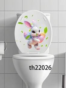 1 件可爱兔子复活节马桶座贴纸、卡通兔子复活节彩蛋和绿叶马桶贴纸、PVC 自粘浴室墙贴、春季蝴蝶墙贴、家居装饰乙烯基贴花、春季蝴蝶元素墙贴装饰品让您的家焕然一新、Rama 装饰贴纸 - 11.81*11.81 英寸 - 彩色 - 查看 4