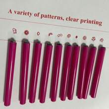 10pcs/6pcs Nail Stamping Plates Brush, Non-Repeating Patterns, Easy Operation, Fast Stamping Flower Designs For Home & Business Use - Hot Pink - View 4