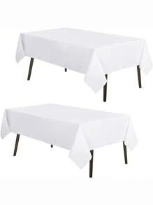 2pcs Solid Color Tablecloths, 147 X 213.36cm Rectangular Tablecloths Fit 4ft Table - Wrinkle-Resistant Washable Polyester Tablecloths, Suitable For Dining, Wedding Decor, Party And Camping - Multicolor - View 4