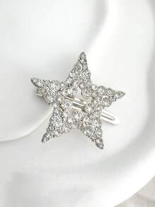 1pc Girls' Fashionable Rhinestone Alloy Five-Pointed Star Alligator Hair Clip