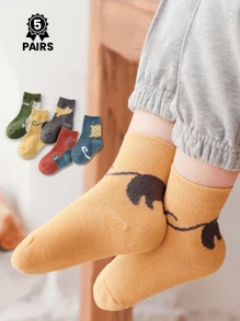5 Pairs Cat Pattern Kids Socks, Mid-Calf Design Suitable For Outdoor Sports And Fitness, Spring/Summer/Autumn - Multicolor - View 8