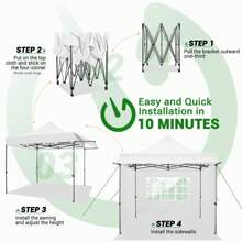 CAROMA Pabellón 3x3 impermeable estable resistente al invierno con toldos y paredes laterales, protección UV 50+ Pabellón plegable emergente Carpa para fiestas Pabellón plegable para jardín Camping Playa Bodas (3 x 3 m Azul) - Blanco - Ver 6