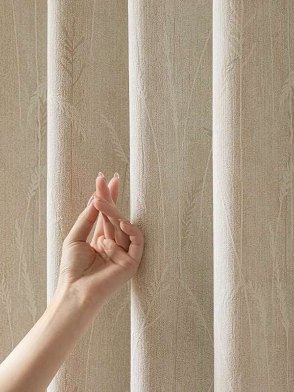 1pc French Cream Jacquard Chenille Curtain, Blackout, Dust-Proof And Thermal Insulation For Living Room And Bedroom