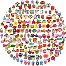 随机10/20/30个装美食系列DIY鞋饰，可用于鞋子、钥匙链、凉鞋、沙滩包等，PVC材质，适用于木屐等，优质流行装饰配件，圣诞节、生日、派对、夏季、学校等场合的绝佳礼物