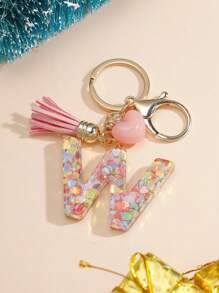 1pc Creative Keychain With 26 English Alphabet, Kids Backpack Accessories, Butterfly Letter Charm Keyring For Girls - Pink - View 22