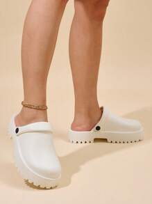 New Spring/Summer Outdoor High Heel Sandals For Women, Inspspieds Gift For Valentine's Day, EVA Mule Slip-On Wedge Flip Flops, Vacation Style - White - View 1