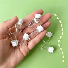 10pcs Transparent Travel Bottles With Flip Caps, RFID-Blocking, Glass Material, For Toner And Lotion - Multicolor - View 2