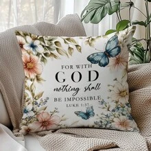 1pc Minimalist Inspirational Bible Quote Throw Pillow Cover, Single-Sided Soft Peach Velvet Material, 45*45cm/18*18inch, Suitable For Modern Fabric Sofa, Interior Decor, Party Decoration, Gift Giving - Multicolor - View 8
