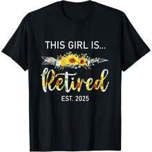 Retirement 2025 Sunflower This Girl Is Retired Est. 2025 T-Shirt Women's T Shirts Women's Plus Size Graphic Tee - Black - View 1