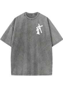 230 Grams Of Washed Batik Vintage T-Shirts, 100 Cotton, One, Printed On Both Sides, Believe In Jesus, God And Christianity.