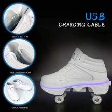 preyrocbirds Zapatos con Ruedas para Niños Y Niña, Multiusos Zapatillas con ruedascon Led Luces, Zapatillas de Skateboard