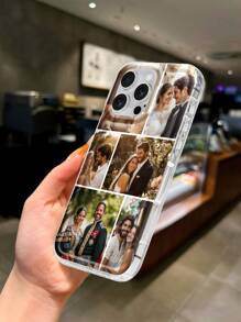 1pc Customized Family Portrait Silicone Shockproof Transparent Phone Case Compatible With IPhone 16/16 Pro/16 Plus/16 Pro Max