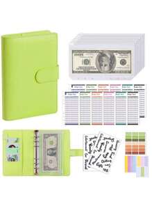 1 件 A6 PU 皮革活页预算簿，带 8 个拉链口袋、12 张彩色预算表、2 张英文贴纸、活页现金预算笔记本，用于省钱和财务规划（不包括硬币） - 彩色 - 查看 19