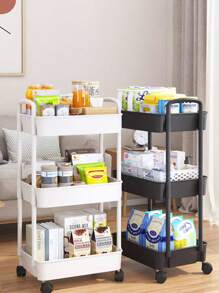 1 pezzo, carrello piccolo, scaffale di stoccaggio, quattro livelli, grande capacità, scaffale di stoccaggio mobile, multifunzionale, camera da letto, dormitorio, con ruote, scaffale di stoccaggio, scaffale per spuntino, per il soggiorno