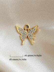 10pcs Diamond Embellished Butterfly Pendant For DIY Earrings, Necklace, Bracelet, Anklet Jewelry Making - Gold - View 20
