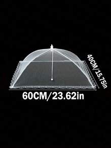 1pc White Portable Foldable Mesh Food Cover - White, Anti-Insect And Dustproof, Suitable For Picnic And Travel
