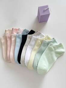 40pcs/20pcs/10pcs/6pcs/2pcs Of Women's Short Socks,Invisible Socks,White Socks,Women Socks,Cute Socks,Girls Socks, Black Socks,Cartoon Details, Guide Rail Breathable Hole Design, Moisture Wicking, Soft And Smooth, Suitable For Various Holidays, Sports, Leisure, Business And Other Daily Wear, Can Be Worn All Year Round, Color Combinations Are Random. - Multicolor - View 5