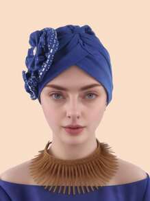 1pc Solid Color Party Polyester(Polyester) Pearl Solid Color Rhinestone Hat, Suitable For Daily Life, Home, Wedding, All Seasons