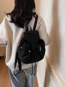 1 件女士尼龙小背包（尺寸：24*26*12 厘米），休闲多口袋抽绳背包，适合购物、户外运动 - 彩色 - 查看 7