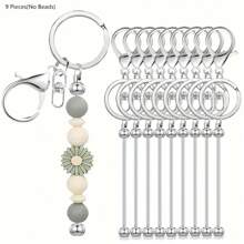 4/9/16pcs Beading Keychain Findings, Zinc Alloy Blank Beading Keychain DIY Accessory Kit For Pendant Bead Keychain Making, Jewelry Making, Gift