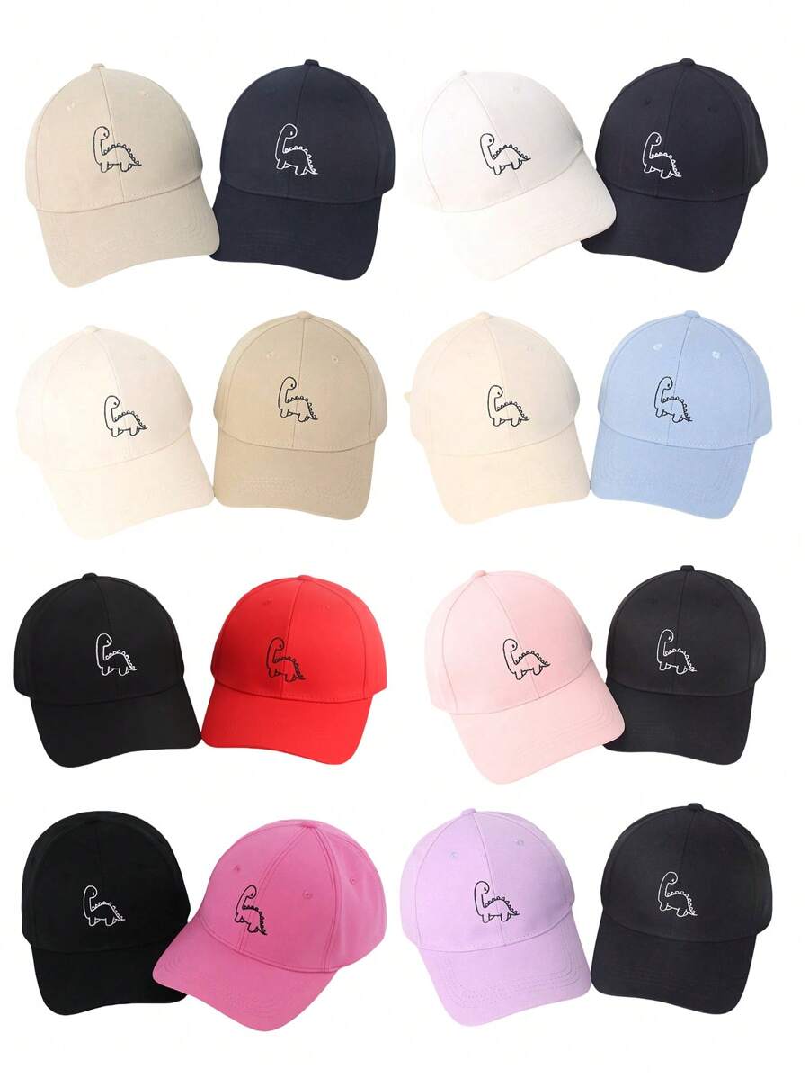 2 件恐龙刺绣可调节男女通用棒球帽，适合情侣休闲日常旅行户外运动棒球帽，适合骑自行车、观光、旅行、街头服饰、派对 - 大恐龍棒球帽 - 查看 1