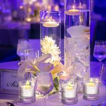 10/20 pièces Bougies flottantes de centre de table pour mariage, bougies à thé flottantes activées par l'eau, petites bougies flottantes non parfumées de décoration ronde pour centre de table, vases cylindriques, décorations de fête de mariage