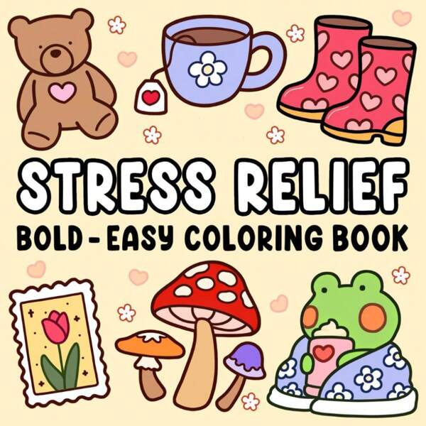 Malbuch für Erwachsene und Kinder, kräftig und einfach, einfache und große Designs zur Entspannung mit Tieren, Landschaften, Blumen, Mustern, süßen Dingen und vielem mehr (Kräftig & Einfach Malen), Muttertag, Geschenk für Mutter, Rückkehr zur Schule, Schulmaterial