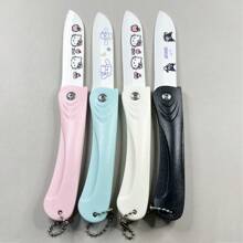 Sanrio 1 pezzo Coltello da frutta piegabile in ceramica Sanrio, Kawaii, anime e cartoni animati, elegante, da viaggio, uso domestico, sbucciatore, regalo