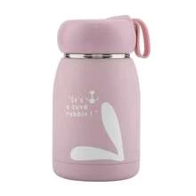 Garrafa de café isolada a vácuo de 320 ml/10,8 oz, mini caneca a vácuo fofa, mini caneca de viagem de aço inoxidável, garrafa de leite para chá Magic Rabbit, garrafa pequena de água para bebidas quentes e frias, xícara de chá de viagem com alça, caneca de café isolada a vácuo à prova de vazamento