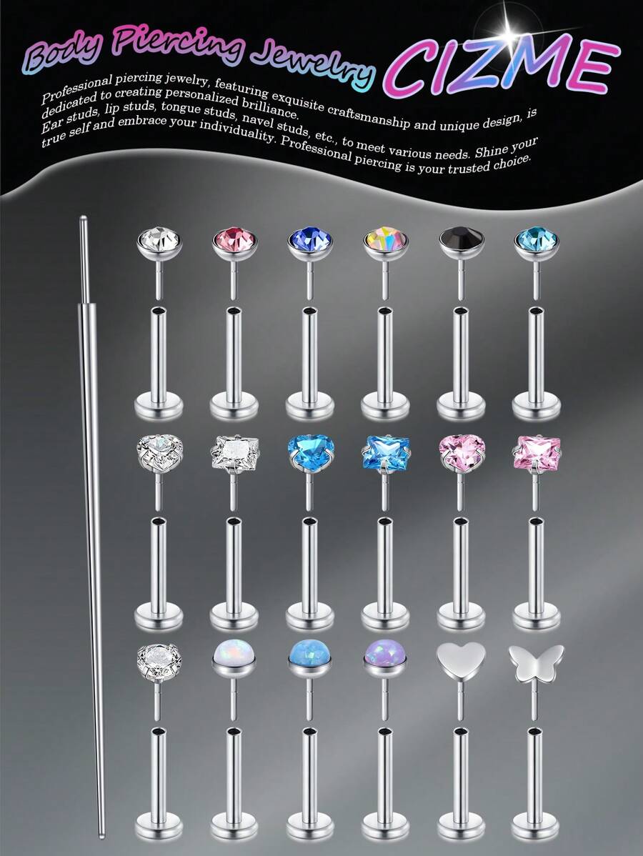 CIZME 银色无螺纹鼻钉 18g 平背鼻钉 18g 软骨耳环 平背 平背鼻钉 18 号无螺纹鼻环 推入式耳蜗耳钉 女士 8mm，平背耳环耳钉 无螺纹耳屏唇钉 软骨唇 美杜莎耳蜗 身体穿孔首饰 防过敏 男女皆宜 - 銀色 - 查看 1