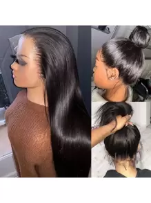 CEXXY Perruques brésiliennes lisses avec dentelle frontale HD 360°, cheveux humains, 13 x 6, pré-épilées, pré-coupées, 5 x 7, sans colle, adaptées à diverses occasions.