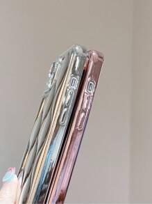 Ribbed Texture Electroplated Silver Phone Case Compatible With IPhone 11 12 13 14 15 Pro Max