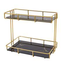 Rainaut 2 层可调节化妆品收纳架台面，金属架浴室柜台铁艺收纳架和储物架，适用于香水梳妆台厨房浴室（黑色）[送给家人和朋友的最佳礼物] 家居浴室装饰浴室收纳夏季返校