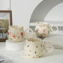 1pc Creative Hand-Painted Cartoon Pattern Ceramic Coffee Mug, Home Use Coffee Cup - Multicolor - View 12