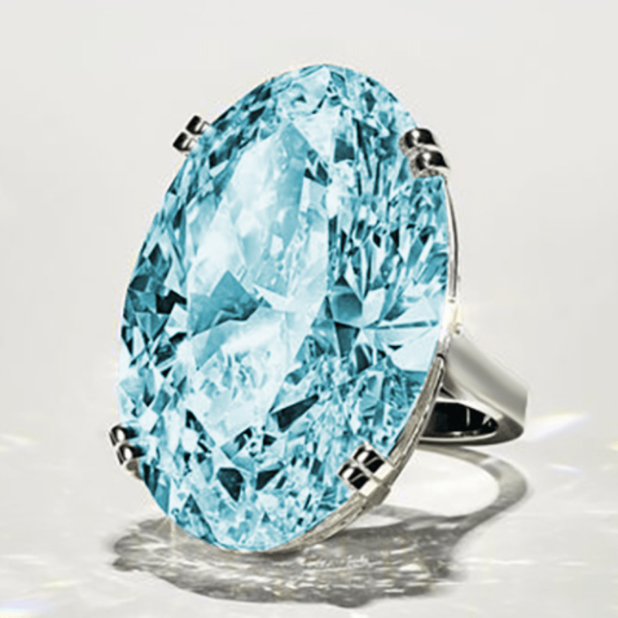 Large Elegant Light Blue Opal Zirconia Ring, Round Cut Silver Plated Copper, Symbolic Sophisticated Party Decor, Gift For Women