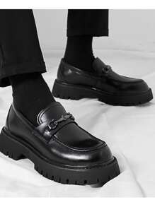 男士时尚厚底休闲派对乐福鞋，适合青少年夏季休闲或户外运动或度假旅行或毕业礼物或生日礼服配饰 - 漆皮款 - 查看 3