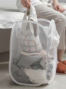 2pcs/1pc Breathable Mesh Dirty Clothes Laundry Basket, Foldable Home Storage Bin For Toys