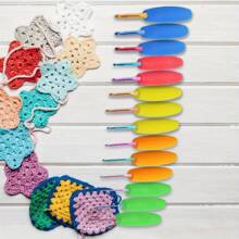 5pcs/Set Ergonomic Hook Grip Handle Kit, 2mm To 10mm Hooks With Comfortable Grips, Random Color (Red, Purple) Assorted - Multicolor - View 3