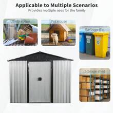 8ft X 4ft Outdoor Metal Storage Shed With Sliding Door And Foundation For Backyard Patio Lawn - White And Black