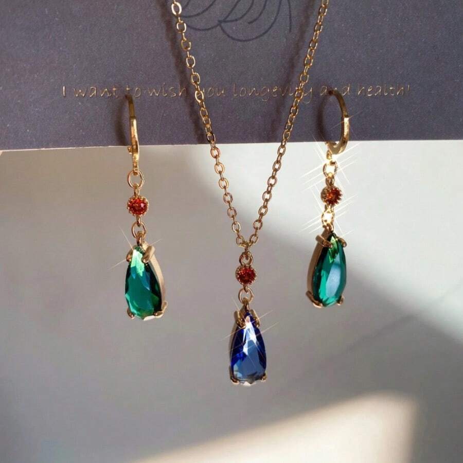 Chic Howls Pendant Necklace Earrings Anime Peripheral Cosplay Earrings Necklace For Women Men Girls Jewelry Set - 淡紫色 - 查看 1