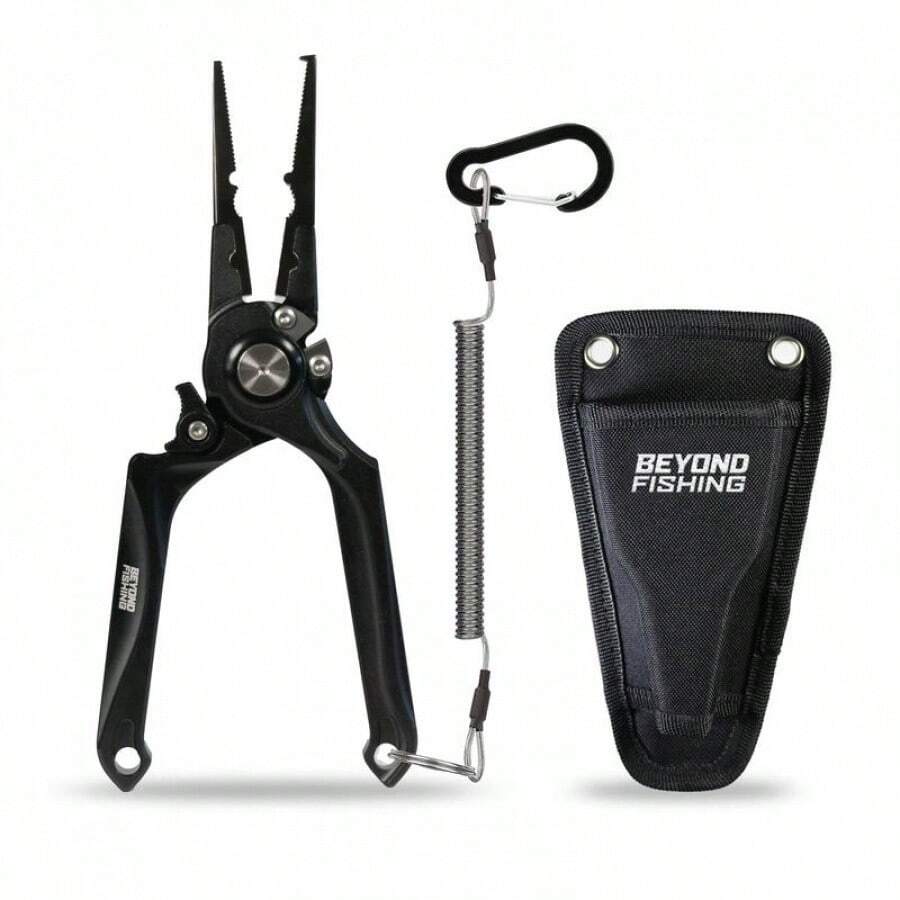 Beyond Fishing Pro Aluminum Series 8 Inch Multifunction Fishing Pliers, Saltwater Resistant Fishing Cutter, Tungsten Carbide Cutters, Corrosion Resistant  Coating With Sheath - 黑色 - 查看 1