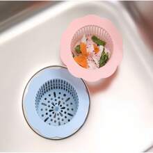 6 件装花卉图案塑料水槽过滤器排水过滤器适用于厨房和浴室，带毛发捕捉器 - 彩色 - 查看 3